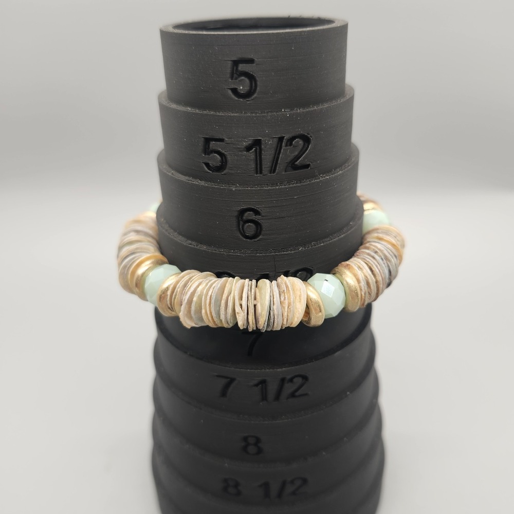 Beige Grey Heishi Beads round Accent Beads Pearl Stretch Bracelet